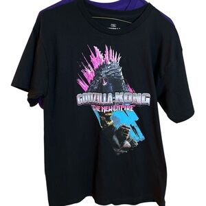 (2) Black Godzilla Kong Graphic Tees purple